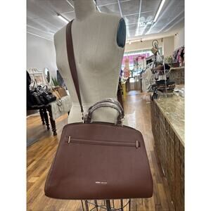 Anne Klein Large Belted Satchel With Strap Brown Bag